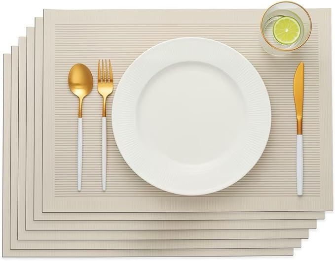 Placemats Set of 6,Faux Leather Placemats,Waterproof - Wipe Clean - Heat Resistant Anti-Slip placemats,Suitable for Indoor - Outdoor - Parties 16.14’’×12.2’’
