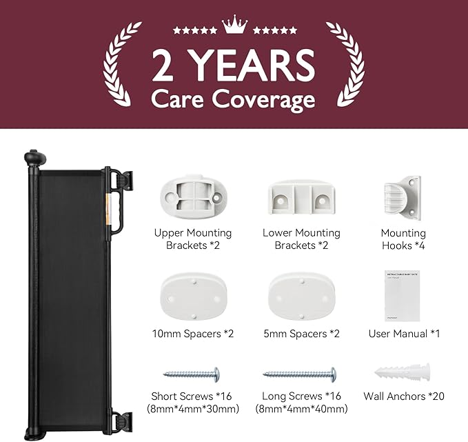 Retractable Baby Gate, Momcozy Extra Wide Mesh Baby Gates for Stairs, 33" Tall, Extends to 71" Wide, Pet Dog Gate for Doorways, Stairs, Hallways, Indoor/Outdoor