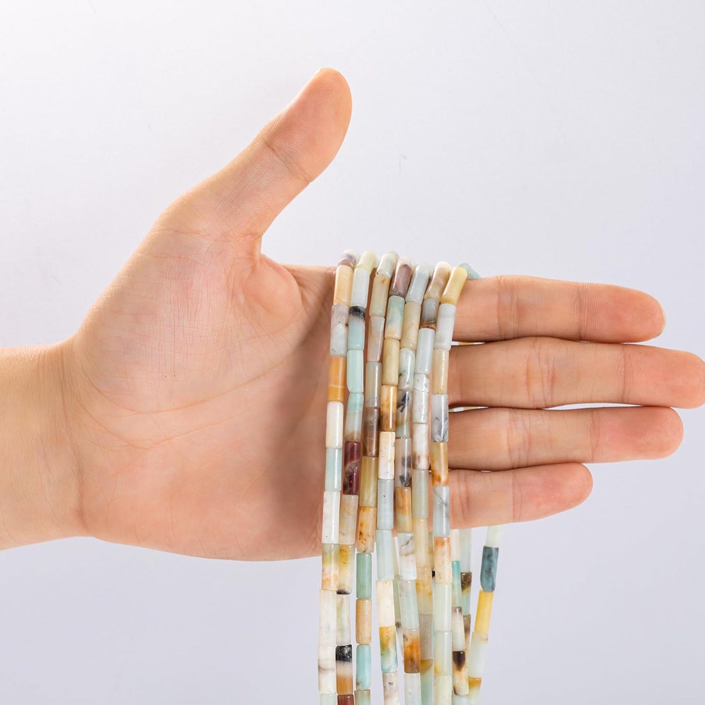 Natural Amazonite Cylinder Tube Beads 4x13mm 38cm/str Loose Semi Gemstone Stone Beads for Making Bracelets Necklace Earrings