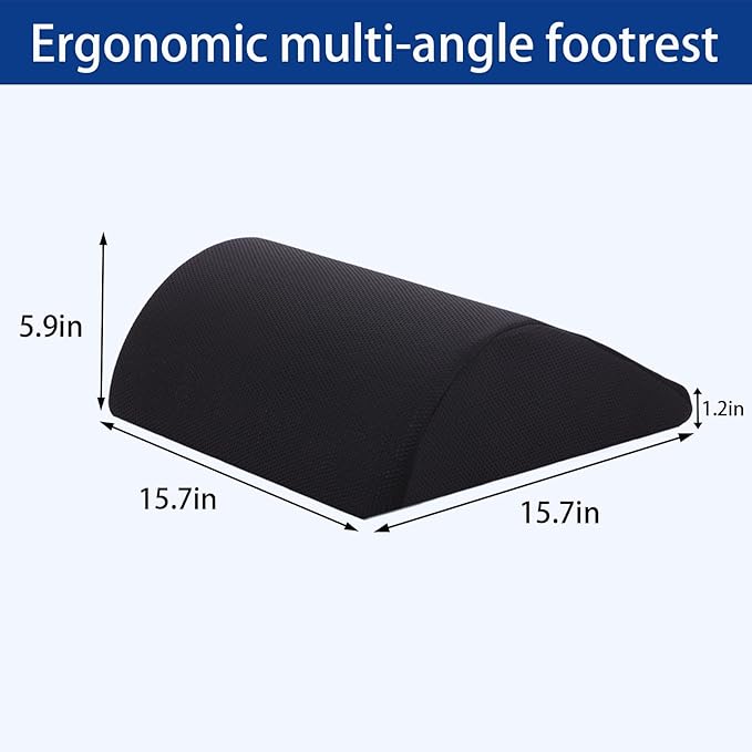 Foot Rest for Under Desk at Work Ergonomic Under Desk Footrest，Support Foot Pillow Double-Sided Footstool， for Office, Home & Gaming Leg Elevation Pillow Black