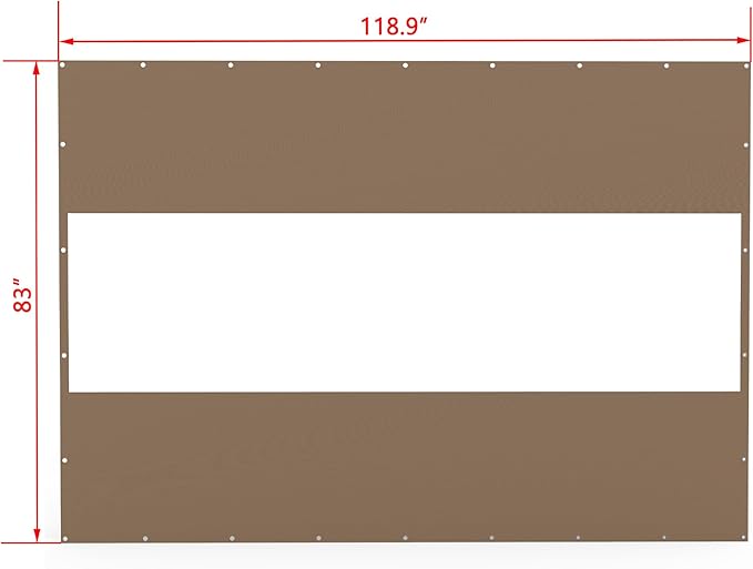 Domi Heavy Duty Outdoor Clear Panel Curtain, 18 oz Waterproof PVC Polyester Curtain, Weather Resistant & Tearproof for Patios, Gazebos, Pergolas, Privacy Screen (7'H x 10'W, Brown)