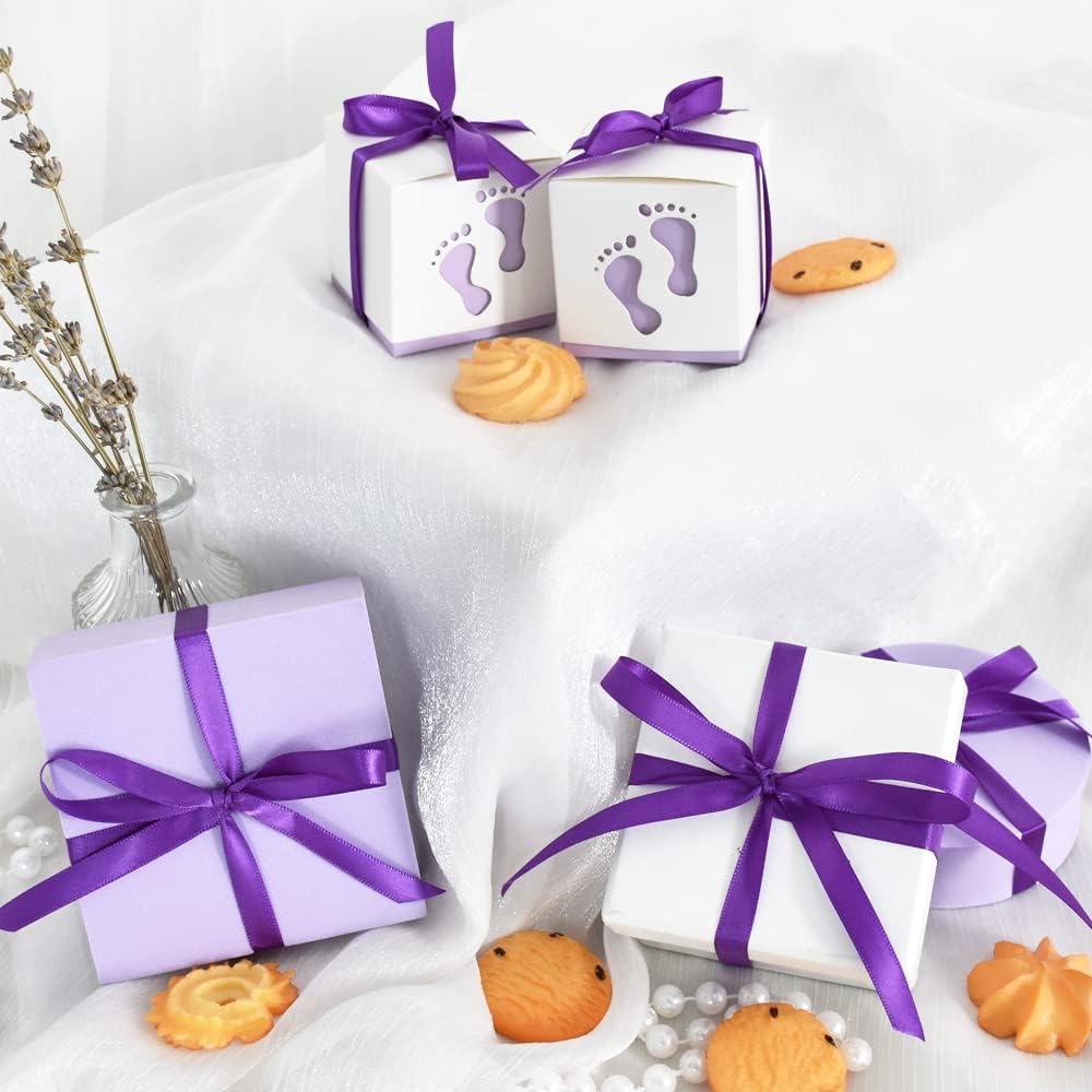 TONIFUL 3/8 Inch x 100yds Purple Satin Ribbon Thin Solid Fabric Ribbons Roll for Gift Wrapping Invitation Balloons Craft Sewing Party Wedding Popsicles Decoration Valentine's Day Bouquet Halloween