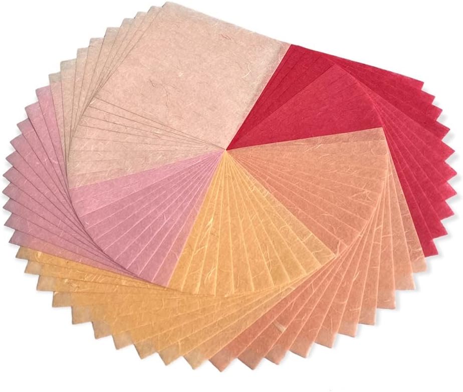 50 Sheets 6 x 6 Inches Natural Fiber Mulberry paper Sheets Square Origami Paper Arts Folding Craft, Decoration Paper, Square Folding Paper for DIY Crafts (Wedding Tone, 6x6 Inch)