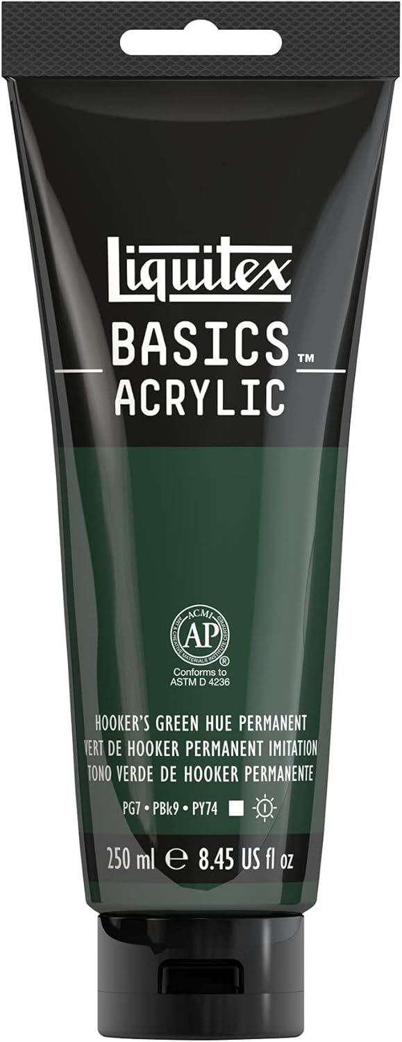 Liquitex BASICS Acrylic Paint, 250ml (8.5-oz) Tube, Hooker’s Green Hue Permanent