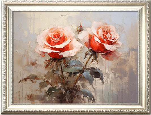 Leczany Cross Stitch Stamped Kit for Adults or Kids - Pink Rose Rose | DIY Embroidery Starter Patterns Craft Kit Needlepoint for Beginner | 11CT, 3 Strands | 18.1x13 inches