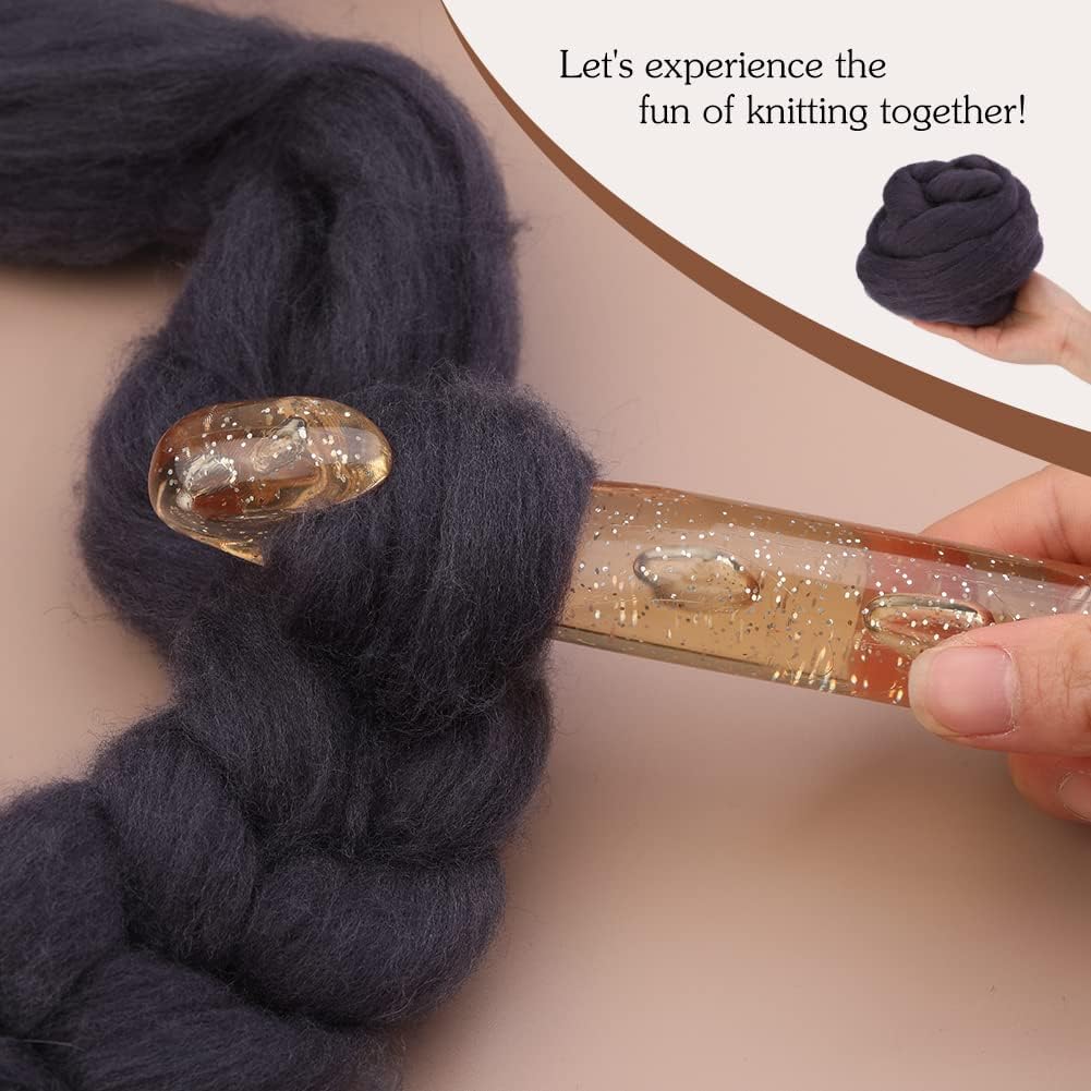 3.53oz Wool Roving Yarn, Wool Felting Supplies, Pure Wools, Chunky Yarn, Spinning Wool Roving for Needle Felting Wet Felting DIY Hand Spinning (Dark Brown)