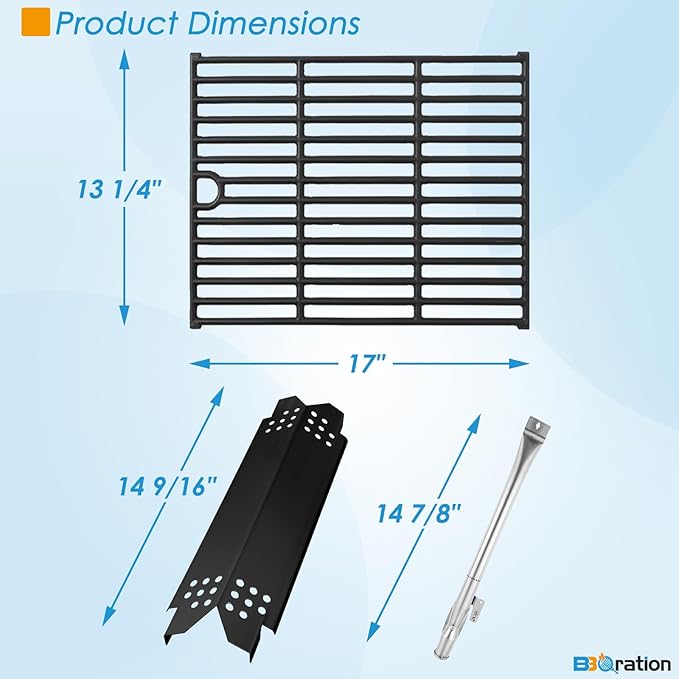 Replacement Parts for Nexgrill 4-Burner 720-0830 720-0830H 720-0830A 720-0830HR 720-0830T, Cooking Grate, Heat Shield and Burner Kit for Nexgrill Replacement Parts 4-Burner