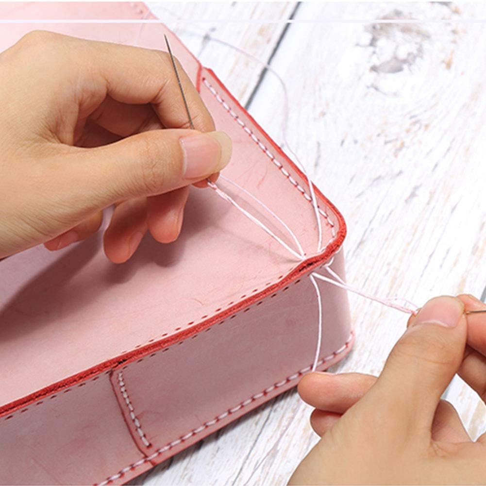 284 Yards Waxed Thread, 210D Heavy Duty Upholstery Wax Thread for Leather Sewing, 0.8mm Flat Waxed Linen Cord for Bookbinding/Shoe Repairing/Leather Projects