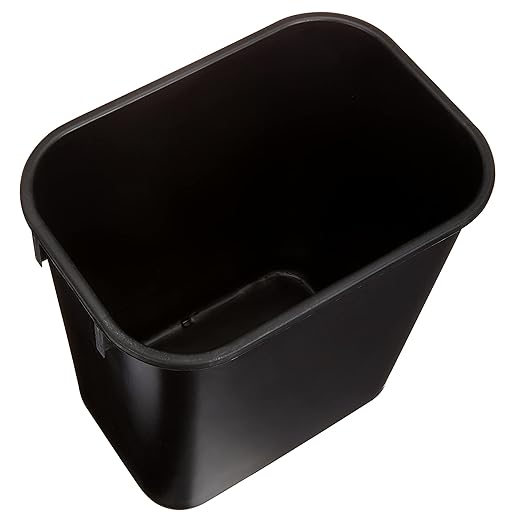 Amazon Basics Small Trash Can, Rectangular Commercial Office Wastebasket, 3 Gallon (Pack Of 6), Black