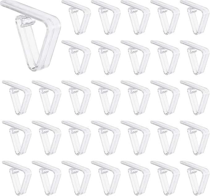 uxcell 32 Pack Plastic Tablecloth Clips, Table Cloth Cover Clamps Windproof Holder Clips 2.17" x 1.69" for Home Party Picnic Wedding Camping Dining Tables, Clear