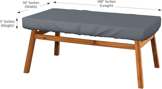 Covers & All Rectangle Table Top Cover, 12 Oz Waterproof UV & Weather Resistant Patio Table Cover, Outdoor Table Cover for Patio Furniture (100" L x 50" W x 5" H, Gray)