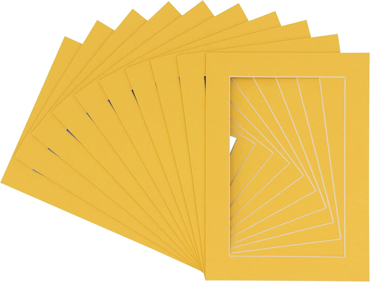 Pack of 25 Acid Free 11x14 Mats Bevel Cut for 8.5x11 Photos - Chamois Yellow Precut Matboards With Backing Boards and Clear Photo Mat Bags For Pictures, Photos, Framing - 4-ply Thickness