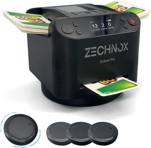 2025 New Smart 2-in-1 Automatic Card Shuffler and Dealer,Programmable Card Dealer,Card Shuffler 2 Deck,360° Rotation,Ultra Quiet,Rechargeable,Support 12 Players,with 4 Wireless Buttons (Jet Black)