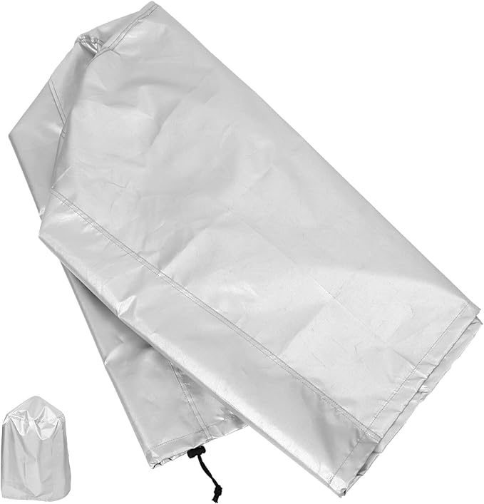 Mikikit Polyester Outdoor Grill Cover BBQ Barbecue Protective Cover with Drawstring Heavy Duty Round Grill Dustproof Shield for Patio Cooking