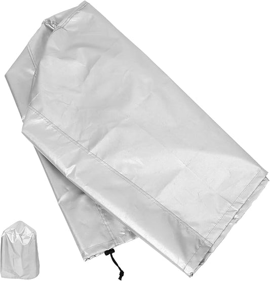 Mikikit Polyester Outdoor Grill Cover BBQ Barbecue Protective Cover with Drawstring Heavy Duty Round Grill Dustproof Shield for Patio Cooking