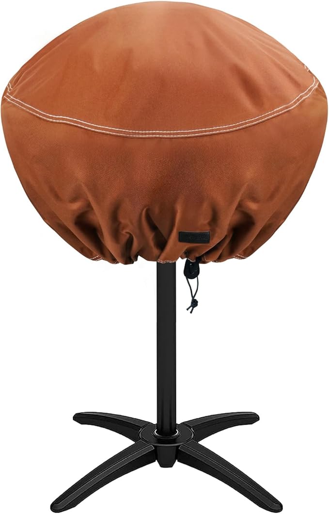 NettyPro Round Grill Cover Waterproof Heavy Duty Outdoor Indoor Electric Portable Stand Grill Cover for George Foreman, Char-Broil, Cuisinart, Homewell, Weber Small Grill and More, Brown