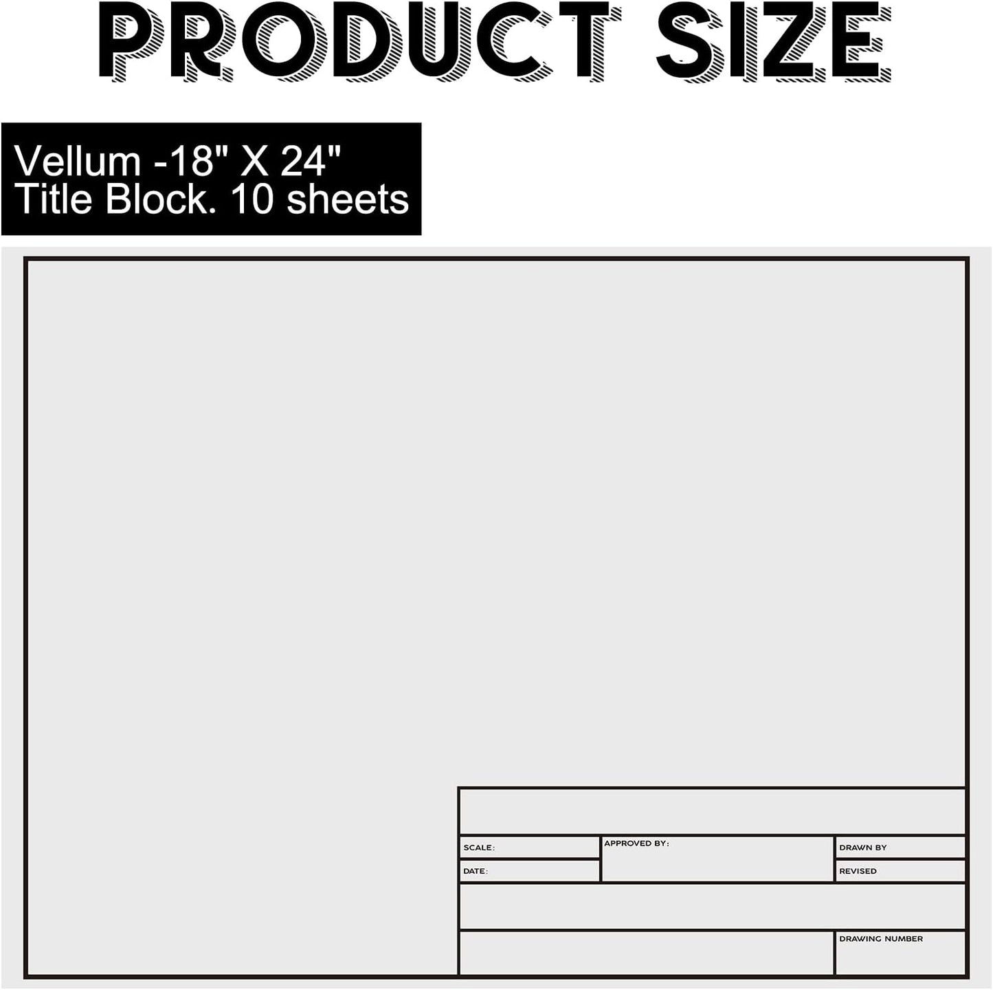 Geyee 10 Sheets Architectural Vellum Paper Translucent White Vellum Sheets Drafting Paper Rag with Border and Title Block(18 x 24 Inches)