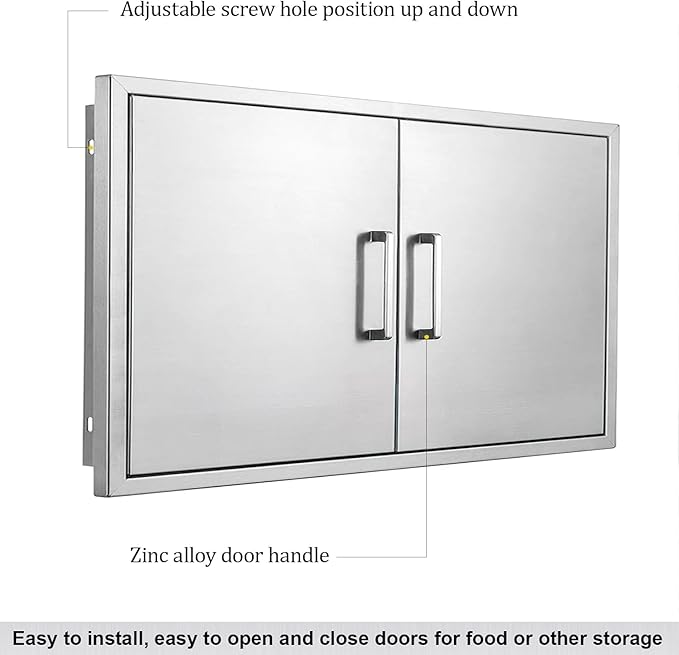 Outdoor Kitchen Door, Outdoor Kitchen Access Door, Stainless Steel BBQ Double Door, Available for Outdoor Kitchen Island or Outdoor Kitchen., 42''Wx21''H