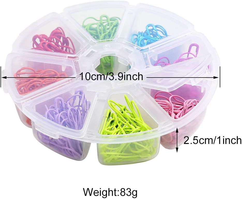 Colorful Metal Knitting Pins Stitch Markers Pear Shape Safety Pins for Sewing Clothing DIY Craft Making with Storage Box Knitting Counter Crochet Needle Clip Ring(8 colors-320pcs)