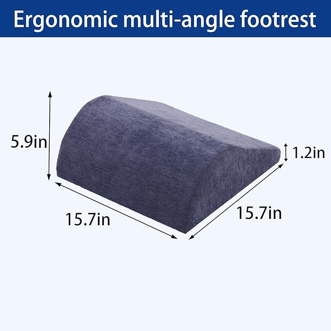 Foot Rest for Under Desk at Work Ergonomic Under Desk Footrest，Support Foot Pillow Double-Sided Footstool， for Office, Home & Gaming Leg Elevation Pillow Blue