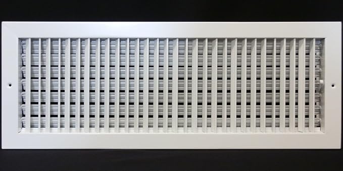 HVAC Premium 24"w X 8"h Adjustable AIR Supply Diffuser - HVAC Vent Cover Sidewall or Ceiling - Grille Register - High Airflow - White [Outer Dimensions: 25.75"w X 9.75"h]