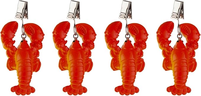TwoFish Home Set of 4 Lobster Resin Tablecloth Weights Clips Lobster Handicraft Tablecloth Clamps Pack of 4