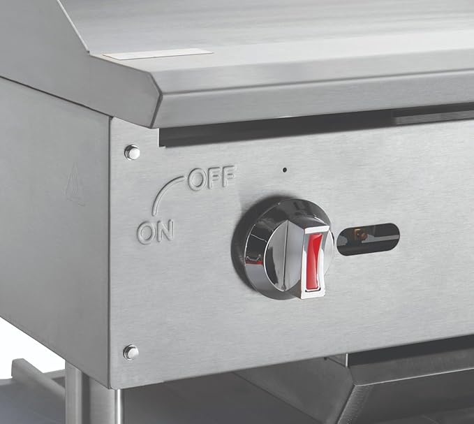 Kratos 36" Wide Commercial Countertop Griddle, Gas Hot Plate for Restaurants, Manual Controls, 3 Independent Burners, Powerful 90,000 BTU Output (29Y-005)