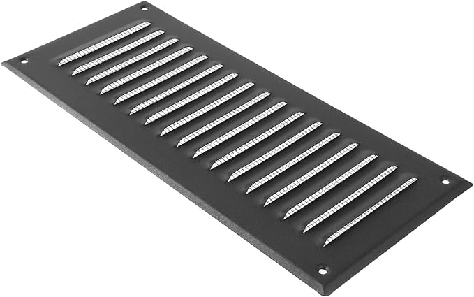 Square Ventilation Grille / 3" x 10" Inch Inside Measurement/Black Metal Air Vent Louver - Inside/Outside use / 5" x 11.5" Inch Outer Measurement