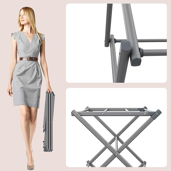 Drying Rack for Laundry, Foldable Clothes Drying Rack, Small Collapsible Dry Rack for Clothes, Use for Indoor & Outdoor Drying Clothes, 40"x29"x14.5" (Grey)
