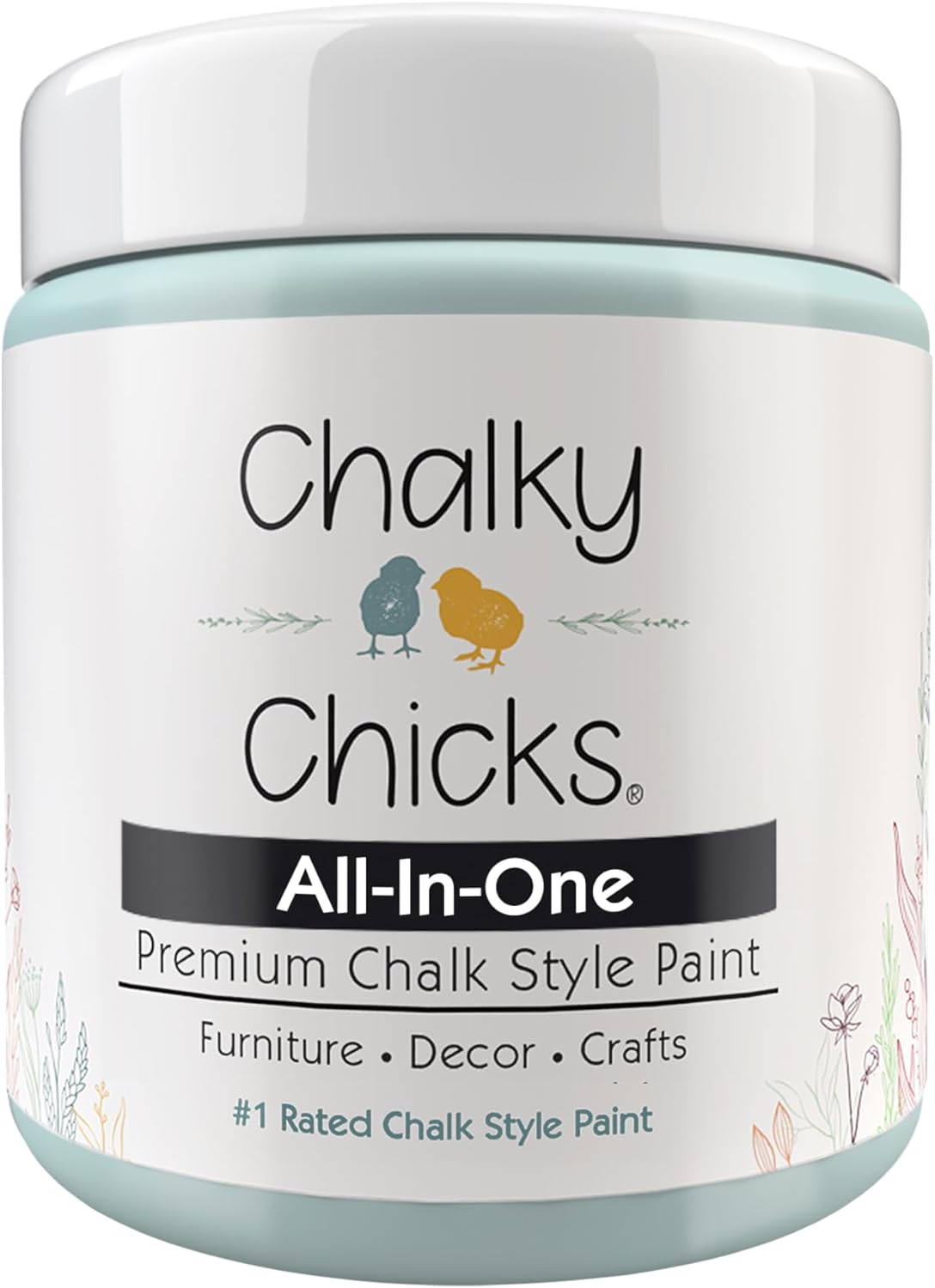 Chalky Chicks All-in-One Chalk Paint for Furniture or Cabinet - 8Fl Oz - Matte Finish Cancun Blue (Light Blue) for Metal, Wood Furniture Paint - No Sanding All-in-One for Home Decor & Crafts, USA Made