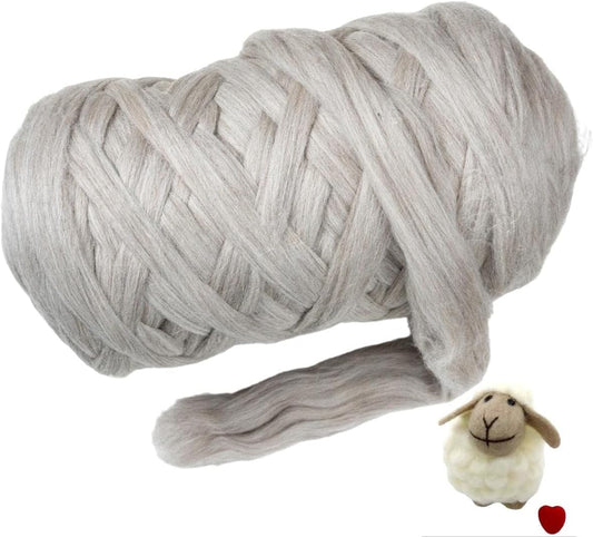 Chunky arm Yarn 8 lb XXL Natural Color un-Dyed Wool roving arm Knit Projects Spinning Felting Blankets and Tapestry (Gray 8 lb)