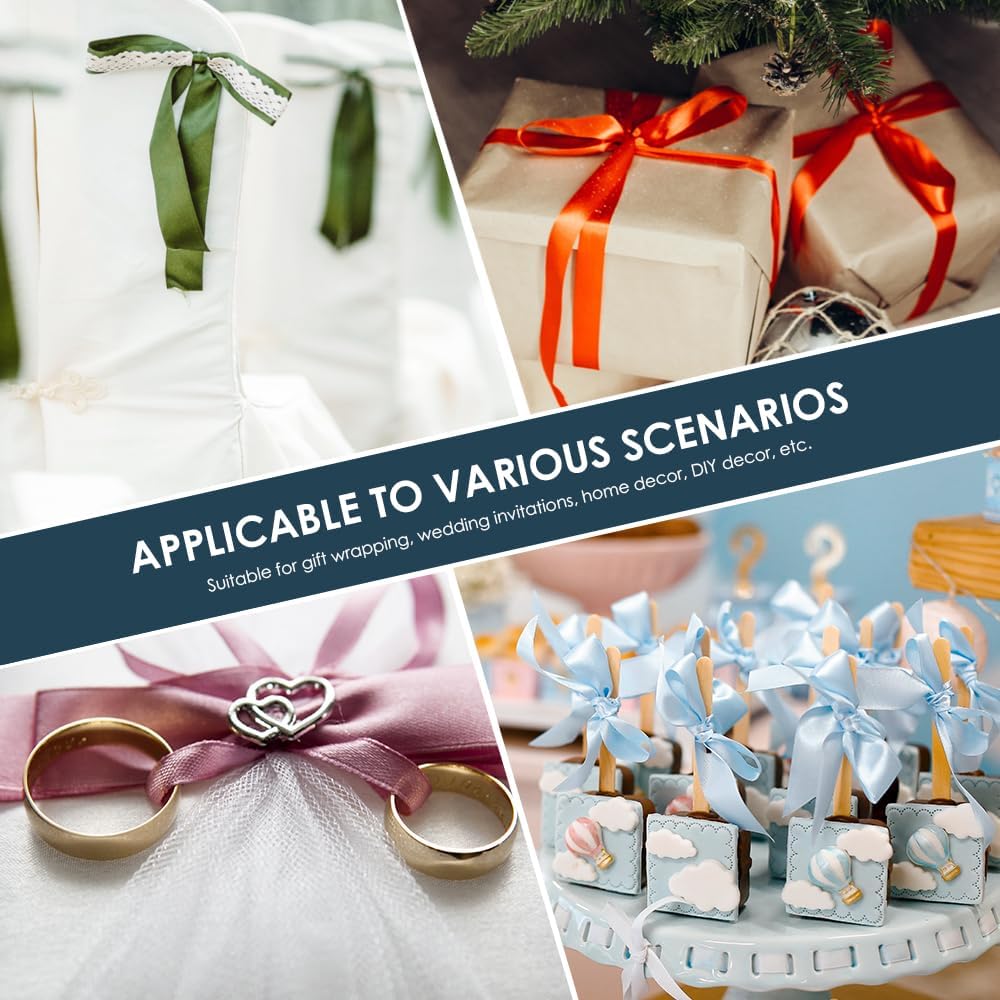 KMER LIFE 3/8" Wide x 50 Yards Green Single Faced Polyester Satin Ribbon - Perfect for Wedding Decor, Wreath, Crafts, Gift Wrapping & Other Projects