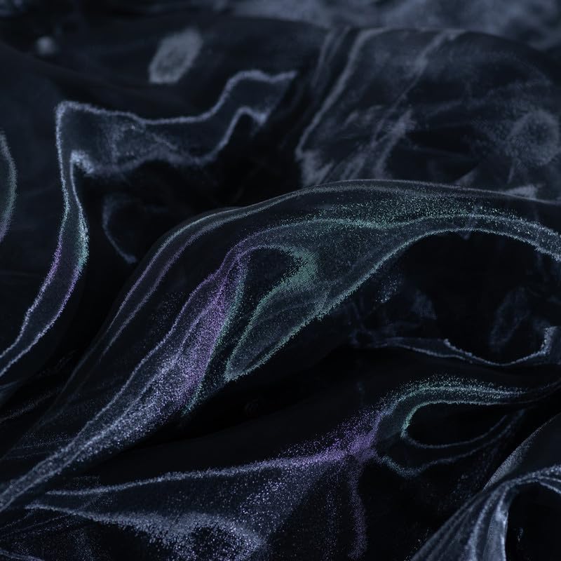 Fynite Black Organza Fabric by The Yard | 2 Yard Long | 44" Wide | Bridal Soft Sheer Organza Tulle for DIY Wedding Dress Fashion Craft Decorations