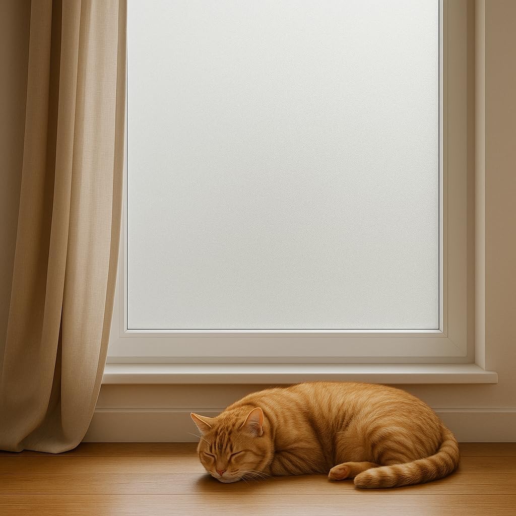 Rockrose Matte Frost Home Window Tint Film - Decorative Opaque Privacy Film Frosted for Home Offices Shower Door with UV Blocking - 60 in x 100FT - Matte Frost