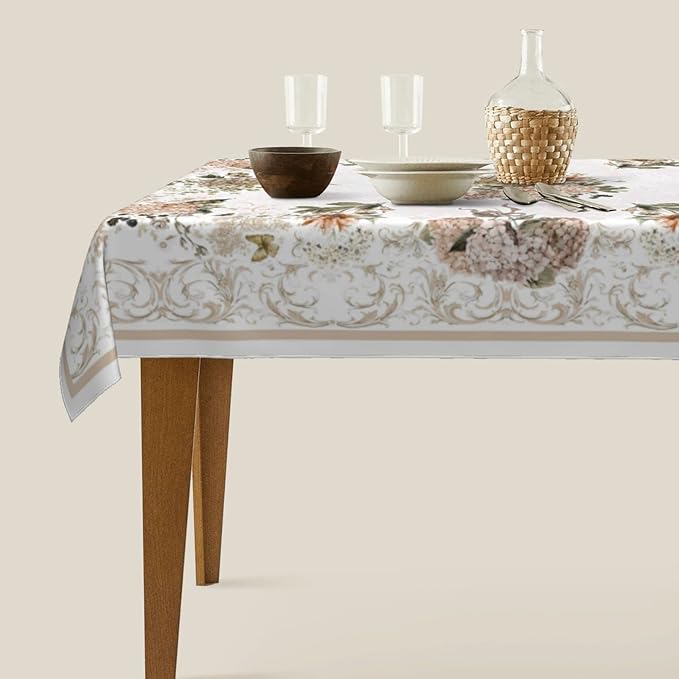 Worltoldb Retro Vintage Hydrangea Tablecloths Polyester Table Cloth for Kitchen Dinning Table Washable Table Cover for Parties Wedding Picnic