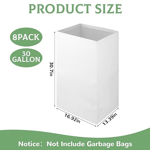 8 Pack 30 Gallon Disposable Trash Cans for Parties, Large Portable Self-Standing Garbage Bins, Foldable Garbage Recycling Boxes, Cardboard Trash Cans for Events and Weddings Outdoor Indoor