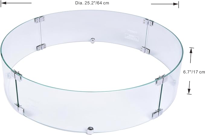 All Fire Table Pit Wind Screens and Stainless Steel Buner Lid from ELEMENTI | ELEMENTI Plus and MODENO (Wind Screens, Round 25.4" WS - 022)