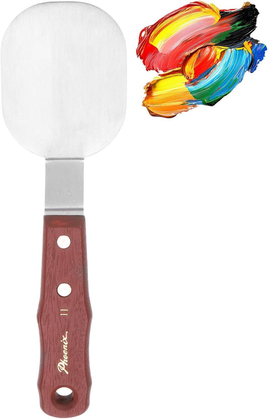 MECCANIXITY Pack of 1 Large Palette Knife No.11, 9.4" Long Palette Knives with Stainless Steel Flexible Spatula Pallet Knife and Wood Handle for Scraping, Mixing, Oil Acrylic Painting Canvas