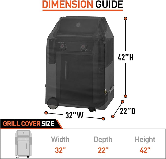 Arcedo Outdoor Grill Cover 32 Inch, Heavy Duty Waterproof 2 Burner Gas BBQ Small Grill Covers Compatible with Char Broil Weber Brinkmann Holland, Black