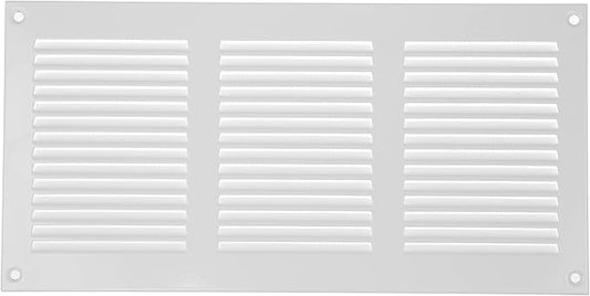 Repa Market 12x6 Inch Air Vent Cover/White Galvanized Steel Louvered Grill Cover with Mesh Screen/Wall or Ceiling Vent/Durable Flush Mount HVAC Register for Indoor and Outdoor Ventilation