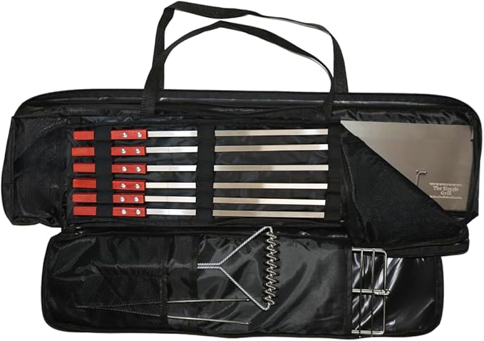 The Simple Grill | Stainlees Steel Foldable Charcoal Grill for BBQ | Camping Grill Mangal for Outdoor Cooking and Barbeque| SKEWERS AND ACCESSORIES INCLUDED
