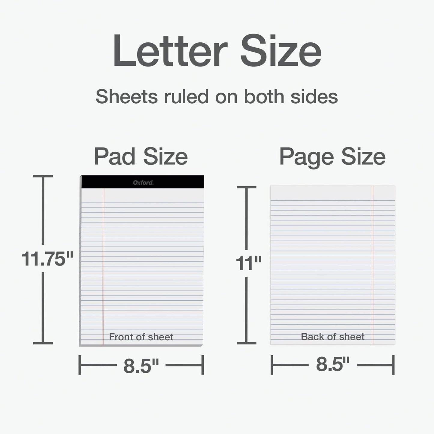 Oxford 8.5 x 11.75 Inch Legal Pads, 3 Pack, Wide Ruled on Both Sides, White Paper, 50 Perforated Sheets Per Writing Pad, Proudly Made in the USA (1017036)