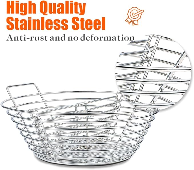 The Accessories for Big Green Egg, Ash Charcoal Basket for Large BGE, Parts for Big Green Egg, Stainless Steel Grill Ash Baskets for The Large(L) BGE and Kamado the Joe Classic(with Divider)