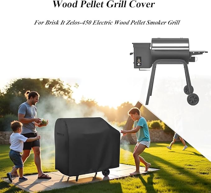 Charcoal Grills Cover for Brisk It Zelos-450 Wood Pellet Grill, Waterproof Outdoor Grill Cover BBQ Grill Cover Barbeque Grill Cover (Cover Only) - 50" L×34" W×37" H, Black