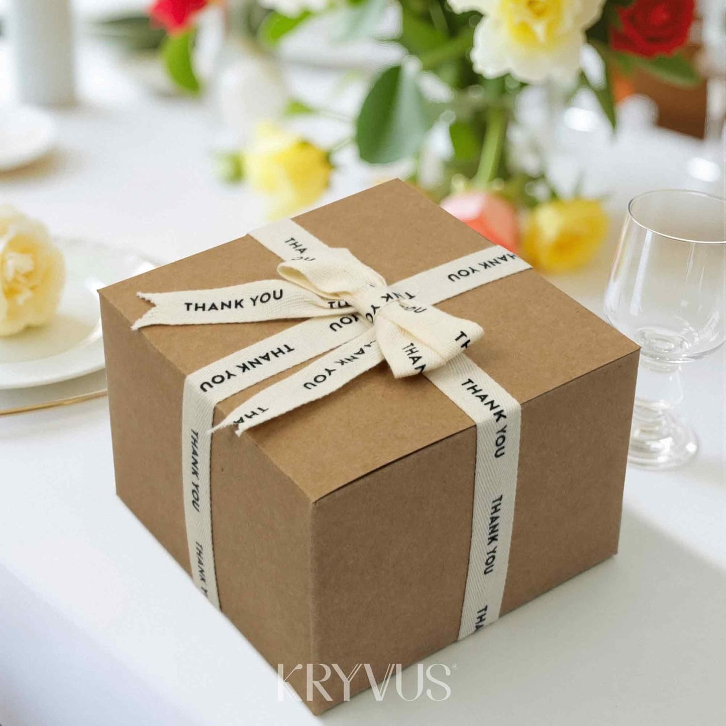 Thank You Ribbon - 5/8 Inch x 12 Yards Natural Twill Tape Ribbon, Cotton Herringbone Ribbons for Gift Wrapping, Birthdays, Weddings, Christmas, Anniversaries, Valentine's Day, Mother's Day