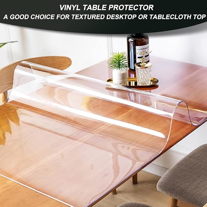 16x54" Clear Plastic Dining Table Protector PVC Vinyl Desk Pad Mat Wooden Furniture Coffee Entry Entryway Tall Hallway Console Corner Bar Cabinet End Side Tablecloth Top Protection Cover Waterproof