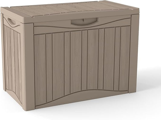 TARKARI 45 Gallon Lockable Resin Deck Box, Waterproof & UV-Resistant Outdoor Storage Box for Outdoor Cushion Storage, Garden Tools & Pool Accessories Storage, Gray