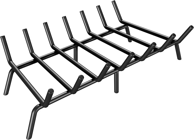 Fireplace Grate 30 Inch, Firewood Log Holder Rack, Heavy Duty Fire Wood Stove Grates for Indoor Outdoor Camping Chimney Hearth Burning Fireplace Accessories Tools