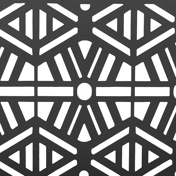 75" H×35" W Decorative Outdoor Privacy Screen with Stand, Outdoor Decor Privacy Fence Screen Metal Fence Panels, Free Standing Metal Divider for Patio Lawn Deck (Black-Rhombus)