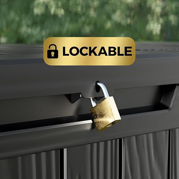 80 Gallon Resin Deck Box, Waterproof Outdoor Storage Box for Patio Furniture, Garden Tools, and Pool Accessories, Lockable UV-Resistant Storage Bin Bench Cabinet for Outside, Black